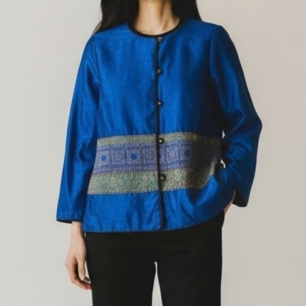 Vintage Women's Eclectic Patterned Jacket 12 Artsy Indie Boho India